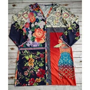 MISSLOOK Kimono Kaftan Blouse Nightshirt Woman's 3XL Bright Floral Pattenl A3